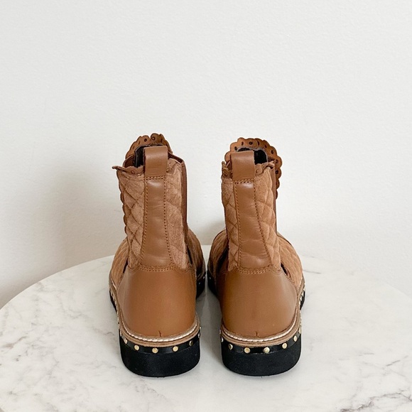 NEW Free People Atlas Chelsea Studded Booties Quilted Camel Size 39 EU 9 US - Picture 6 of 9